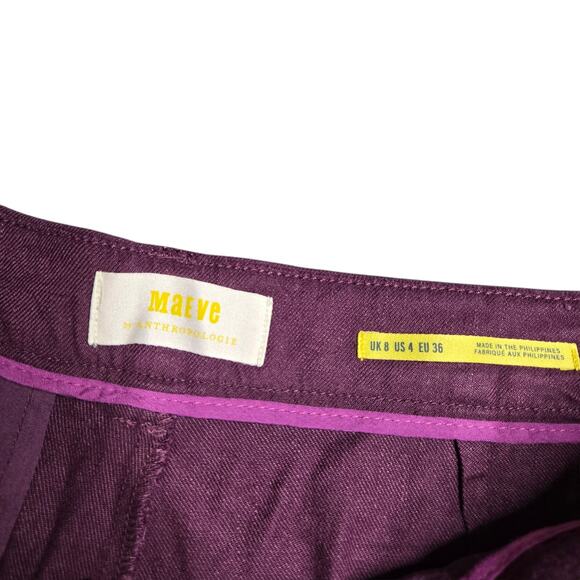 Anthropologie Maeve The Avery Pleated Trouser Shorts Violet Women’s Size: 4 - Picture 4 of 6